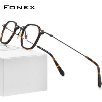 Gafas de Titanio y Acetato para Hombre y Mujer, Lentes Graduadas Cuadradas, F85681