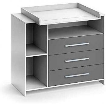 VICCO Wickelkommode OSKAR weiß grau Wickelregal Babymöbel