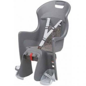 Polisport Boodie Seggiolino Posteriore per Bici con Attacco al Portapacco, Colore Grigio/Argento