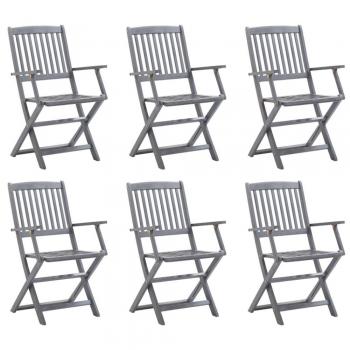 Set di Sedie da Giardino Pieghevoli in Legno Massello d'Acacia 6 pz
