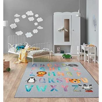 Tapis Bonheur Enfant – Happy Life, Gris, 160×200 cm