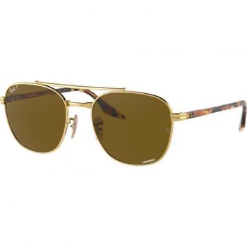 Ray-Ban RB3688 Polarized Unisex Sonnenbrille Gold Rechteckig 55mm