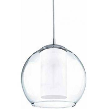 EGLO Classic Bolsano Glass Pendant Light, 1 Light Globe Ceiling Pendant, Polished Chrome Finish, E27 Socket