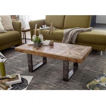 Table basse industrielle en bois massif de mangue