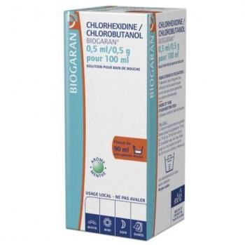 Chlorhexidine/Chlorobutanol Biogaran 0,5 Ml/0,5 G Pour 100 Ml Solution Pour Bain De Bouche 90 Ml En Flacon + Gobelet Doseur