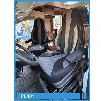 Housses de siège sur Mesure compatibles avec Camping-Car, conducteur et Passager FB : PL402 (Marron)