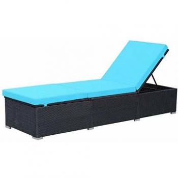 Chaise Longue d'Extérieur en Résine Tressée Noir