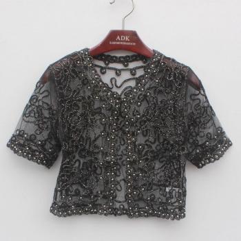 Sheer Lace Mesh Cardigan with Bead Details for Women