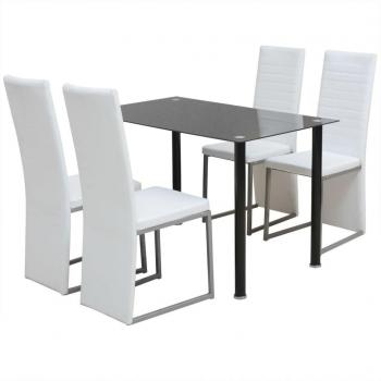 Set de Mesa y Sillas Vida XL Blanco y Negro 5 Elementos
