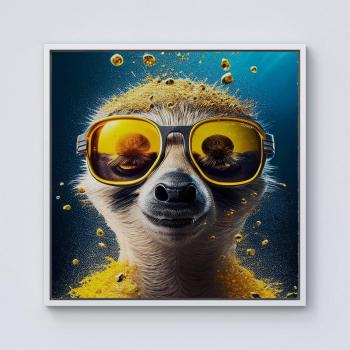 Meerkat “Gold Lens” Splashart Canvas – 10x10