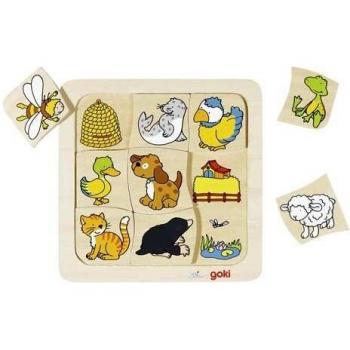 Puzzle in legno Goki Chi vive dove?
