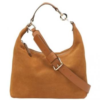 Marc O'Polo Crossbody Bag aus weichem Velours-Rindleder mit golden glänzenden Details