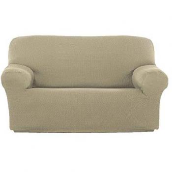 Two Seater Sofa Cover Elasticated Slipcover Protector, Beige