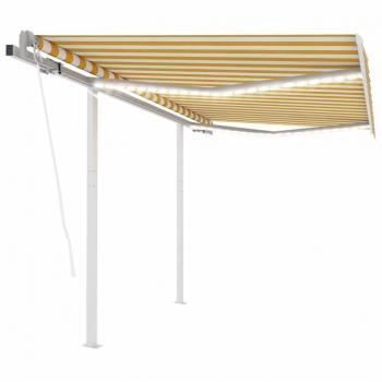 Tenda Automatica Sensore Vento e LED 3,5x2,5 m Gialla e Bianca vidaXL 3244