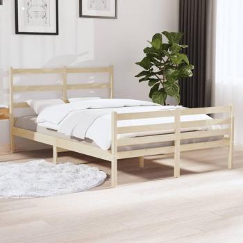 VidaXL 140x190 cm Bed Frame in Solid Pine