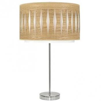 Fabrilamp Alexandra Haute Lampe de Table 1×27 W, Nickel‑Bois Clair