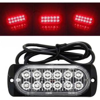12LED Off-road Urgent Red Working Light 12V~24V 36W