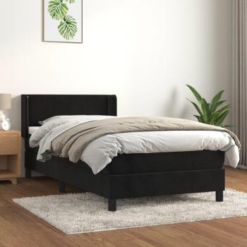 Sommier à lattes de lit avec matelas, simple, adulte, intérieur, moderne, noir 100x200 cm velours