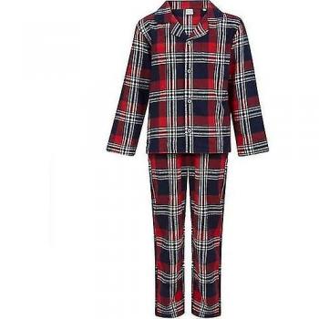SF Minni Kinderen Tartan Lange Pyjama Set 13 Jaar Rood/Marine