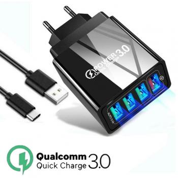 Cargador Rápido para Móvil 4 USB