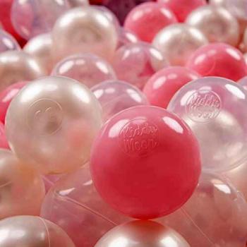 Palline Morbide Colorate KIDDYMOON per Piscina Bambini Ø 7CM, Rosa Chiaro/Perla/Trasparente