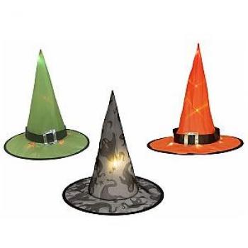 Europalms Beleuchtetes Halloween Hexenhut Set 3er, 36cm