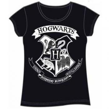 Camiseta chica Harry Potter Hogwarts negra tamaño L