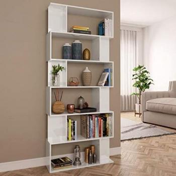 VidaXL Engineered Wood Book Cabinet/Room Divider High Gloss White 80x24x192 cm