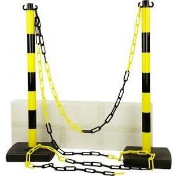 Poteaux PVC Jaune avec Socle et Chaine