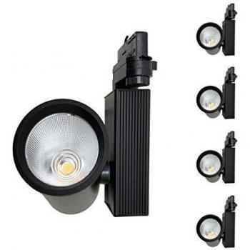 Spot LED sur rail triphasé avec optique 80° et COB noir (blanc froid 6000K