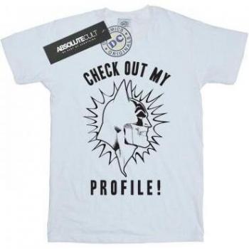T-shirt boyfriend en coton pour femme Batman DC Comics Vérifiez mon profil L blanc