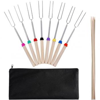 Zacro BBQ Spieße – 8‑Stück Set, Bambus & Edelstahl, Holzgummigriff