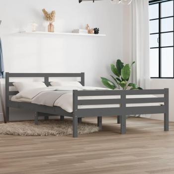 Lit en bois massif gris 140x190 cm