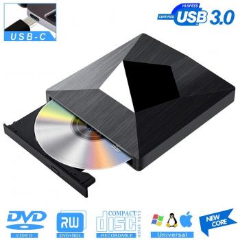 Slim DVD Brenner für Desktop Computer Notebook Ultrabook Windows/Mac OS, MacBook/iMac (Schwarz)