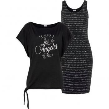 Schwarzes KangaROOS‑Jersey‑Mini­Kleid – Baumwolle/Modal‑Mix