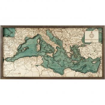 Mappa 3D in Legno Mediterraneo – 81×6×41 cm (Multicolore)