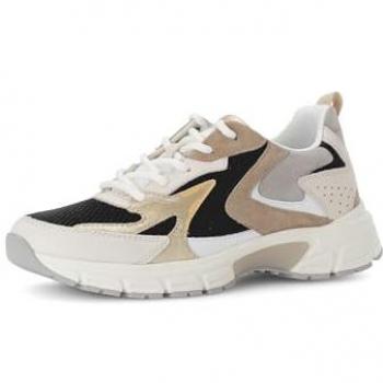 GABOR FLORENZ Damen‑Keilsneaker – Größe 40 – Beige/Schwarz – Textil, Ziegenveloursleder, Kalbsleder – sportlich, Freizeit‑Halbs