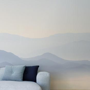 Papel Pintado Panorámico Misty Mountains en Azul, 340x250 cm – Línea Acte Deco