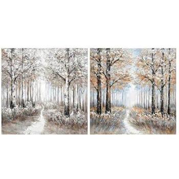 Quadro in Tela DKD Home Decor Albero Legno MDF (2 Pezzi) (100 x 3 x 100 cm)