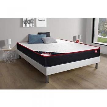 VITALPOWER 140x200 Ensemble matelas et sommier kit blanc
