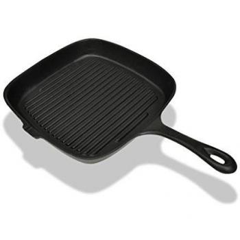 Sartén Parrilla Grill de Hierro Fundido 24x23 cm con Mango Apta para BBQ