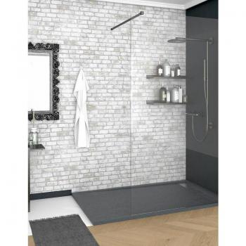 Doccia Piatto Marmoresina 70x150 RAL 7015 Grigio Scuro – Griglia Laterale in Pietra