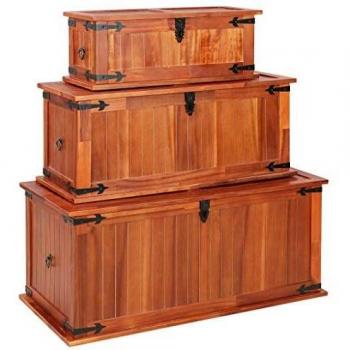 Storage Chests 3 pcs Solid Acacia Wood