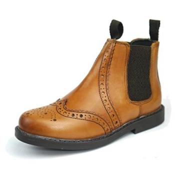 Frank James Kids' Unisex Cheltenham Leather Tan Brown Junior Brogue Chelsea Boots – UK Size 2