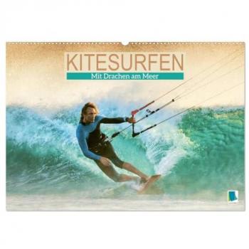 Kitesurfen: Mit Drachen am Meer (Wandkalender 2025 DIN A2 quer) CALVENDO Monatskalender