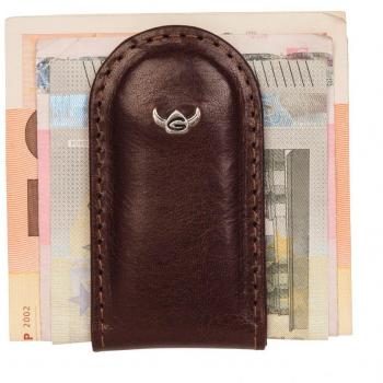 Pince à billets en cuir marron pour homme