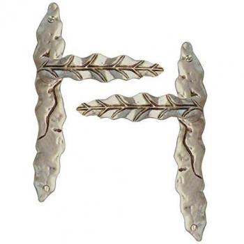 Poignée de porte design en aluminium vieil argent, modèle FEUILLE 195 mm