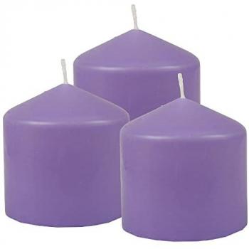 Lange Brenndauer Lila Kerzen-Block – 8 cm x 8 cm, 3er Set