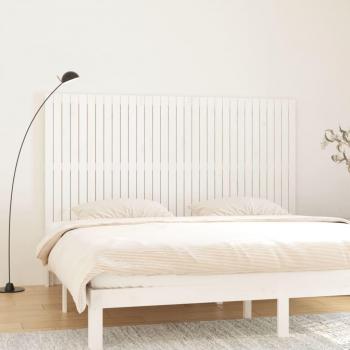 Elegant White Wall Headboard 204x3x110 cm Solid Pine