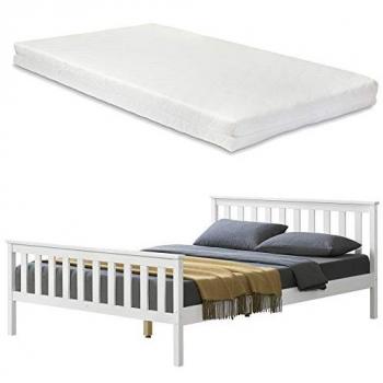 Letto in Legno di Pino con Pediera e Testiera Alta 140 x 200 cm